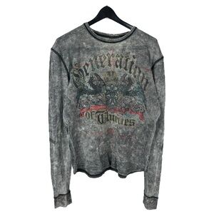 Mens Y2K Generation of Thieves Grunge Punk Long Sleeve Graphic Shirt Size XL